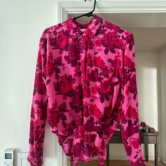 Equipment Femme Pink and Red Floral Blouse - Picture 4 of 5